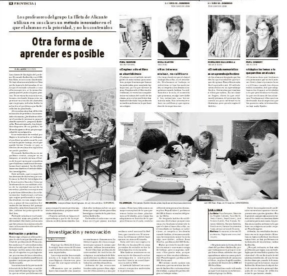 Artículo de periódico sobre el grupo de la Illeta "Otra forma de aprender es posible es posible".